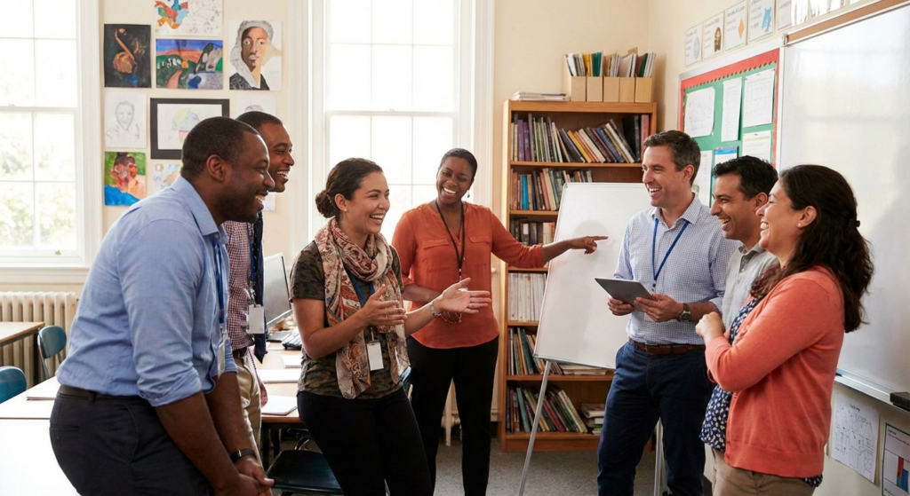 group portrait with action feel multicultural tea