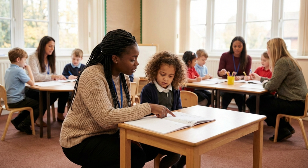 one on one teaching moment a female african teach