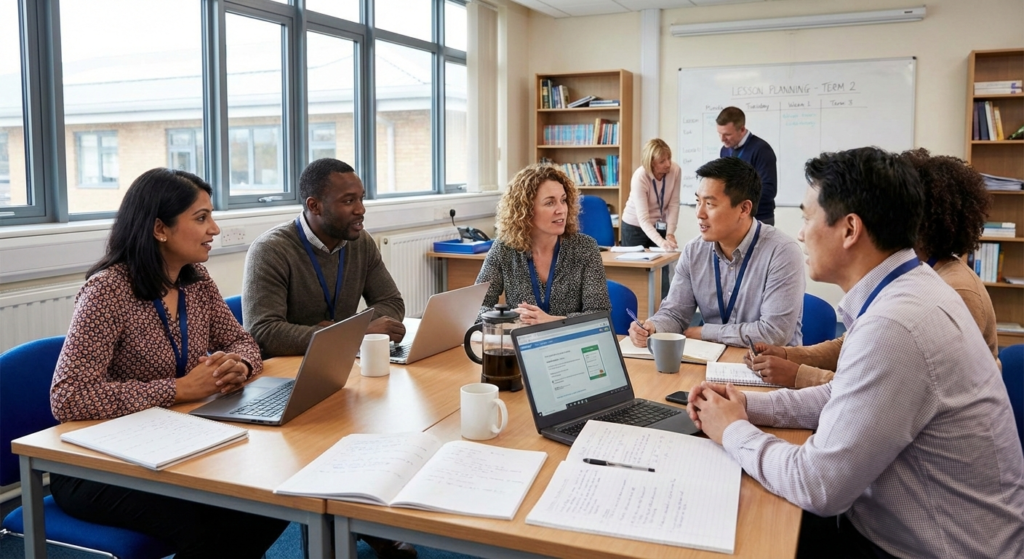 staff collaboration multicultural teachers from d